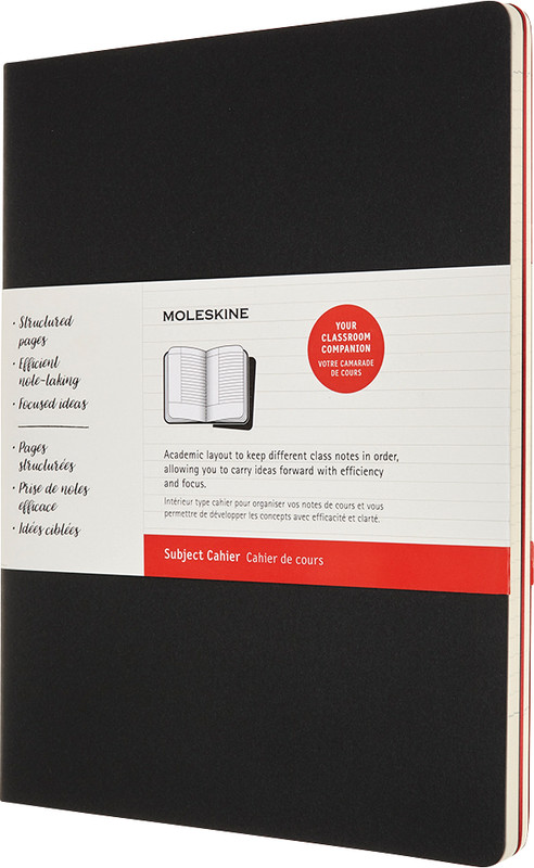 Cahier XXL ligné noir/rouge