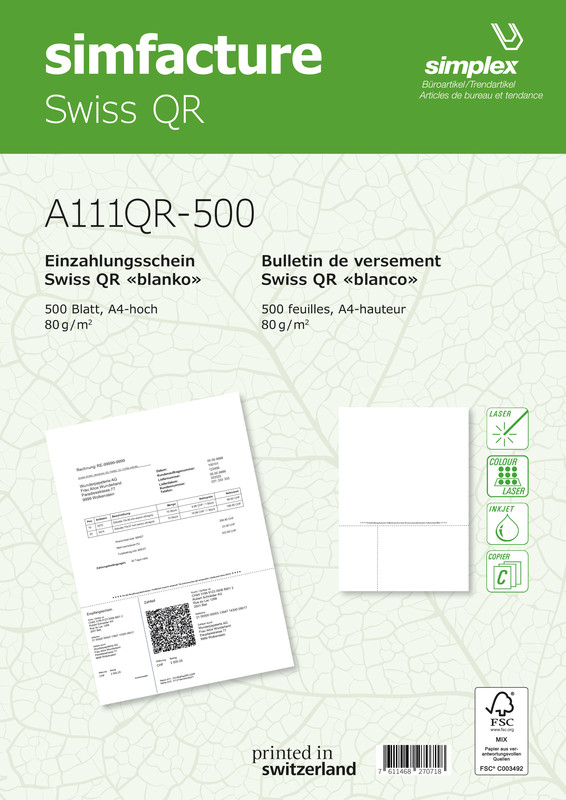 Bulletin versement QR-code 80g 500fls.
