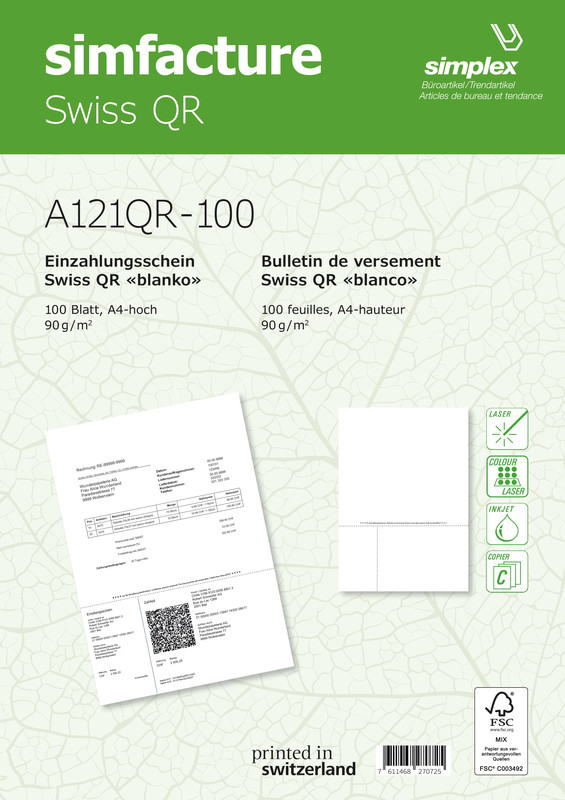 Bulletin versement QR-code 90g 100fls.