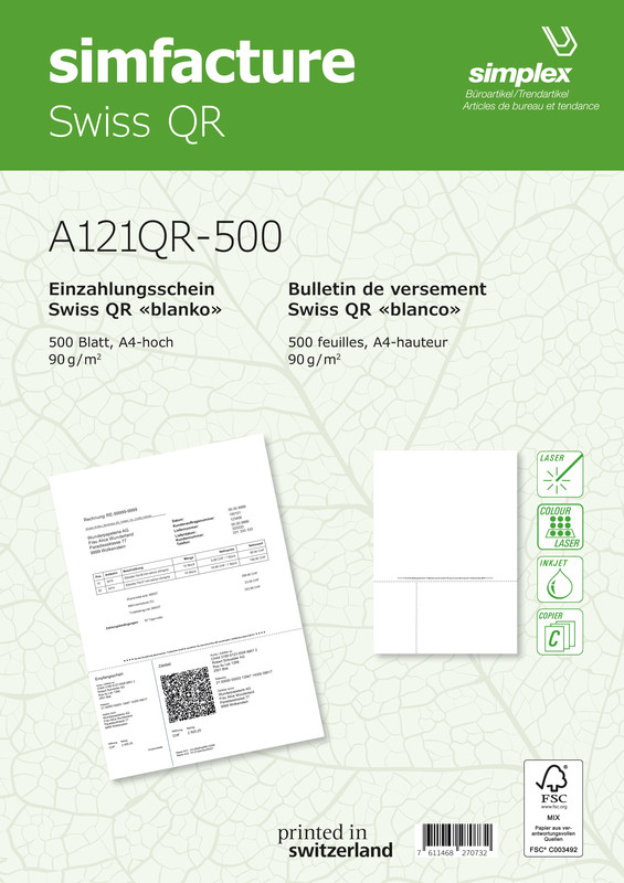 Bulletin versement QR-code 90g 500fls.