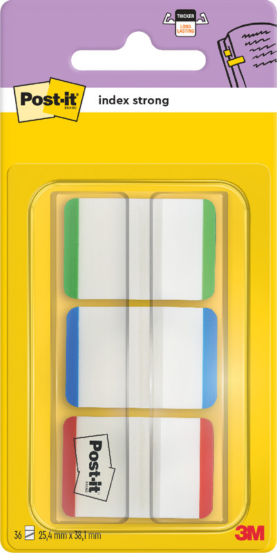 Post-it Index STRONG vert/bleu/rouge