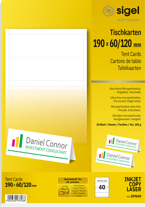 Carte de table/porte nom190x60mm 40pcs.